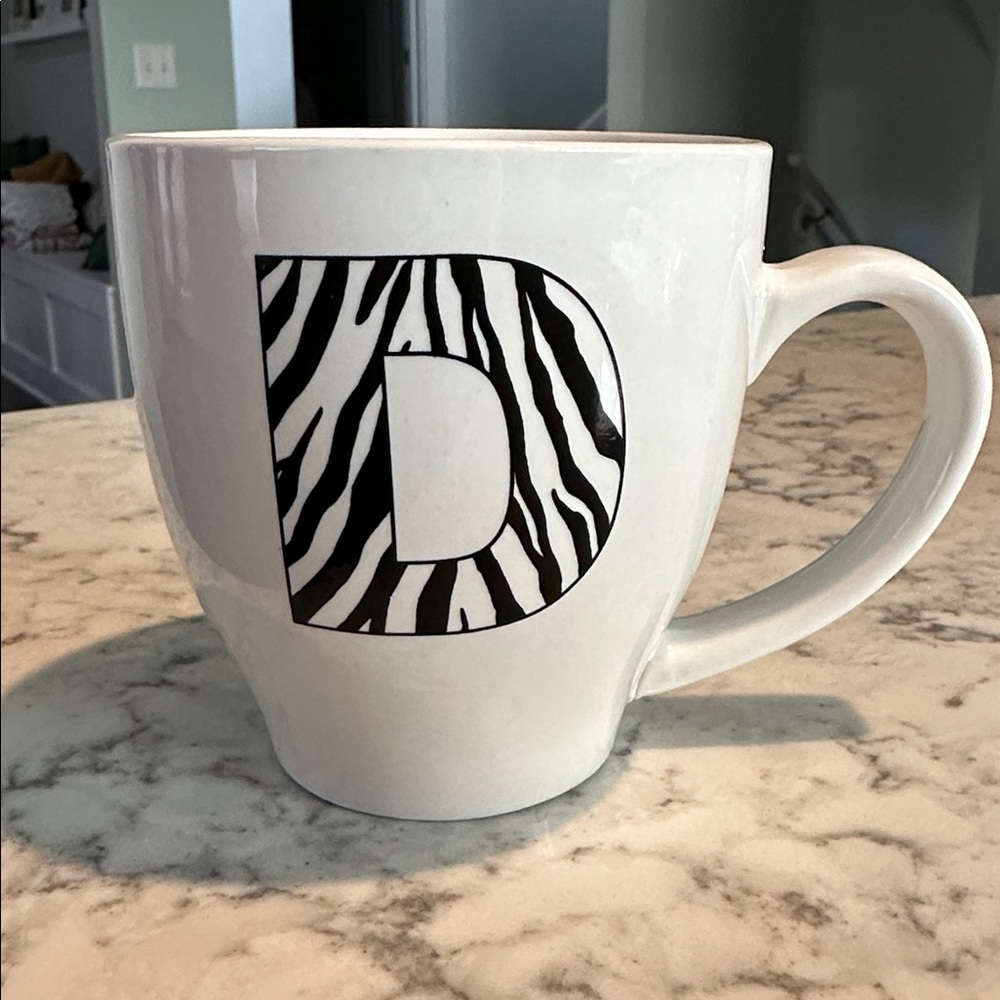 Monogram Mug “D” Zebra Print - Home Essentials